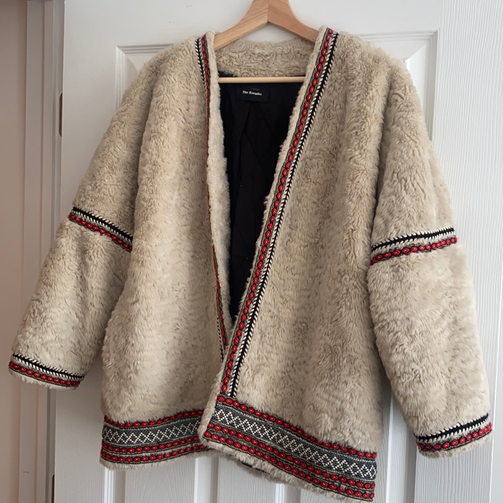 Cream Faux Fur Coat - The Kooples